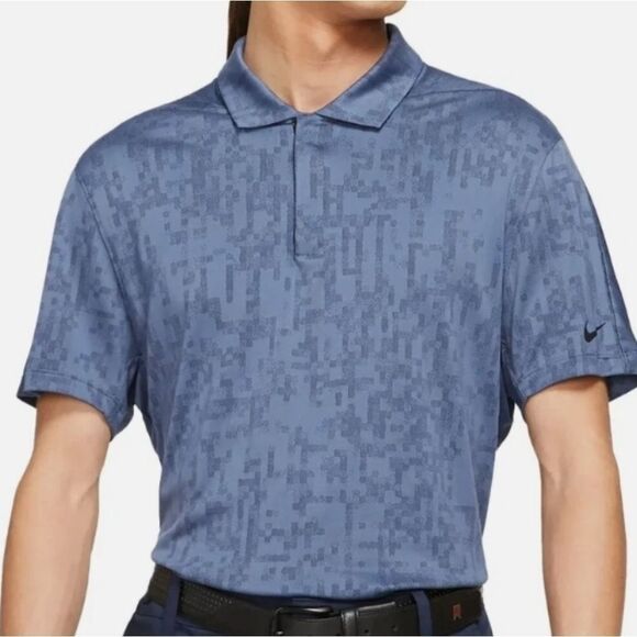 Nike Blue Dri-FIT Mobility Camo Golf Tech Sport Dri-FIT® Polo - Picture 1 of 12